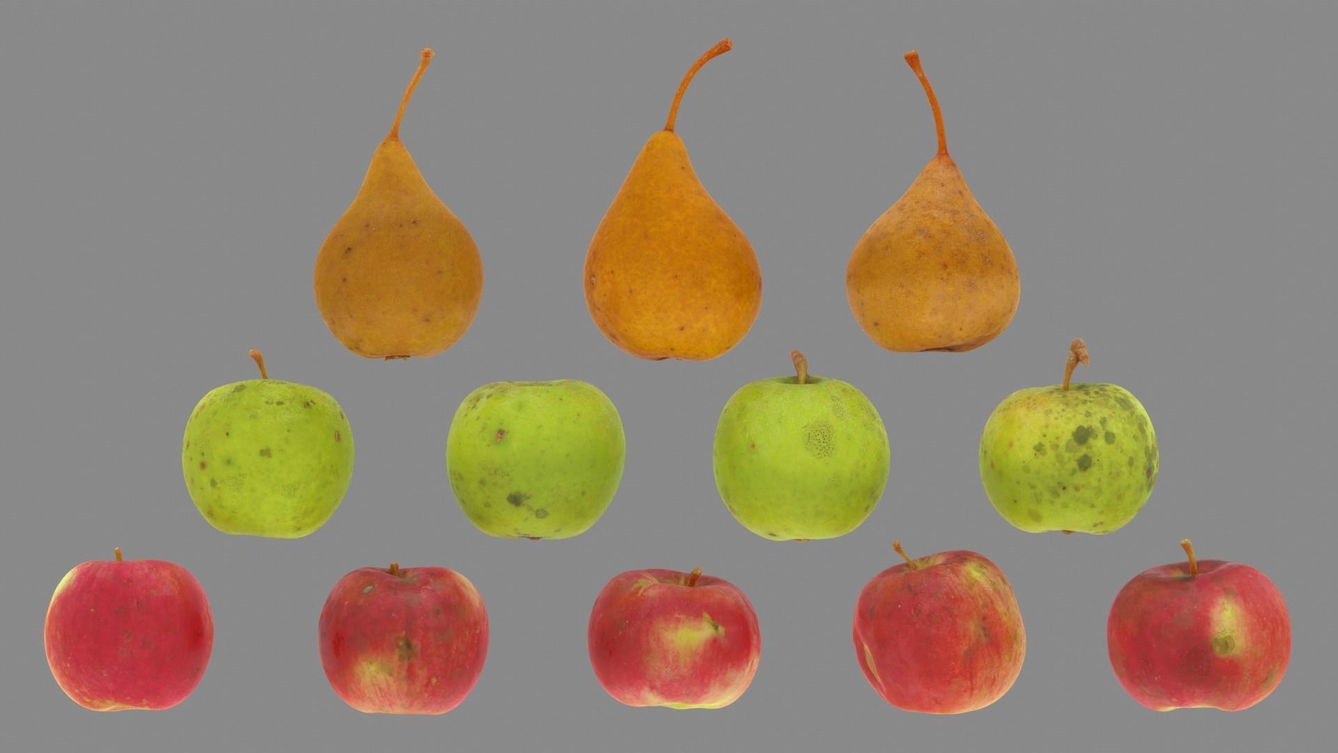 Apples and Pears 12 Pack - 3D Scan - Natural Orchard Handpicked Low-poly 3D model_4