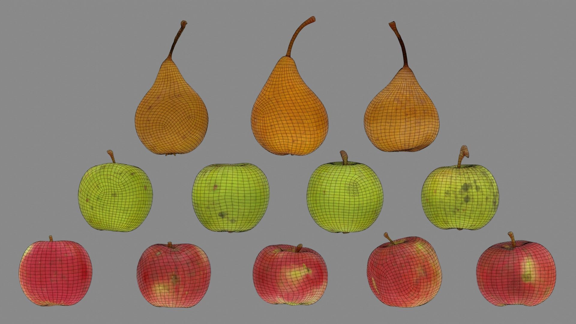 Apples and Pears 12 Pack - 3D Scan - Natural Orchard Handpicked Low-poly 3D model_5