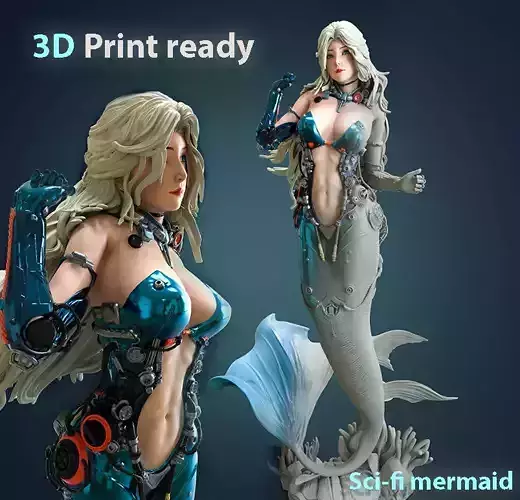 Sci-FI Mermaid - 3D print ready 3D print model