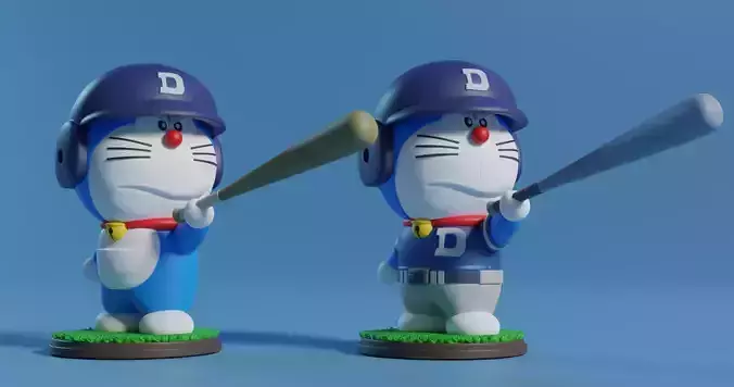 Doraemon BaseBall Fanart with two versions 3D print model