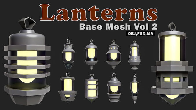 Lanterns Base Mesh Vol 2  Low-poly 3D model