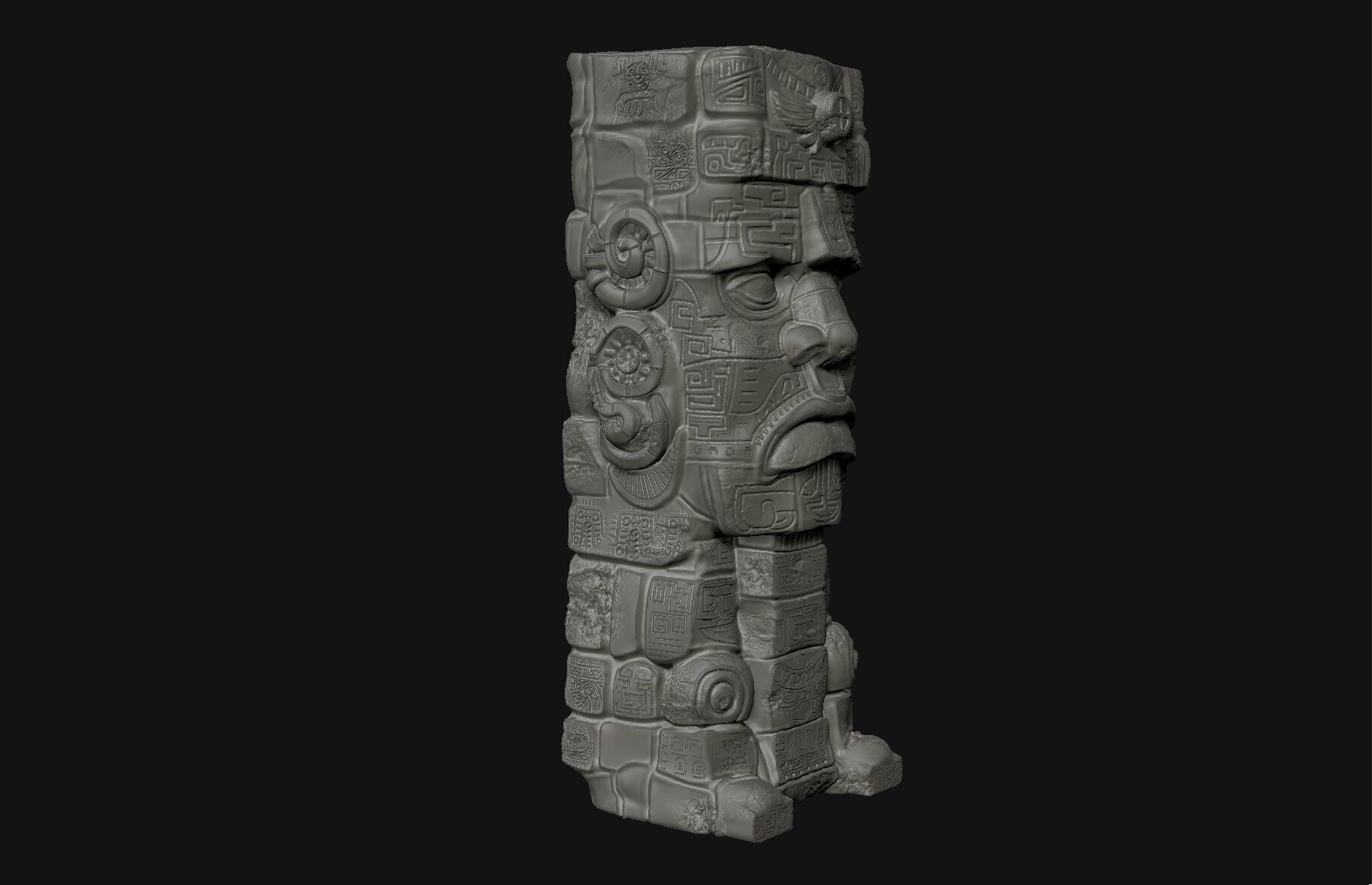 Large Tiki Stone Head 3D print model_2