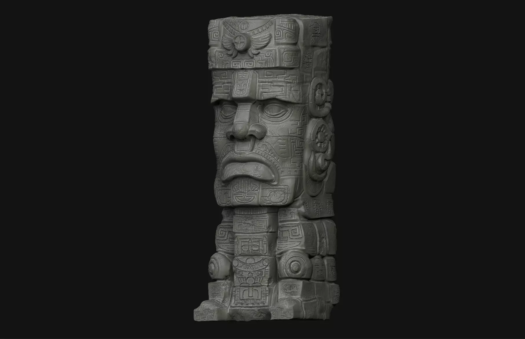 Large Tiki Stone Head 3D print model_0