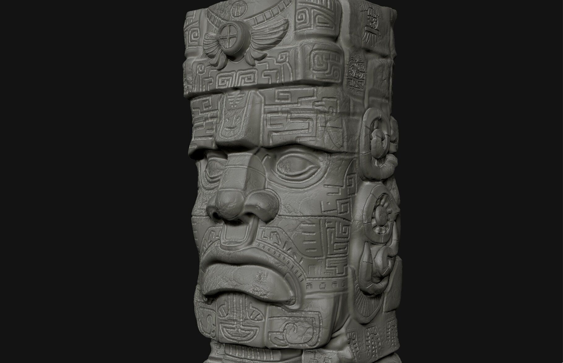 Large Tiki Stone Head 3D print model_5