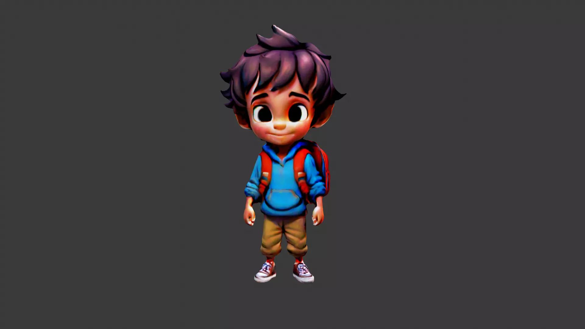 Student Boy Low-poly 3D model_0