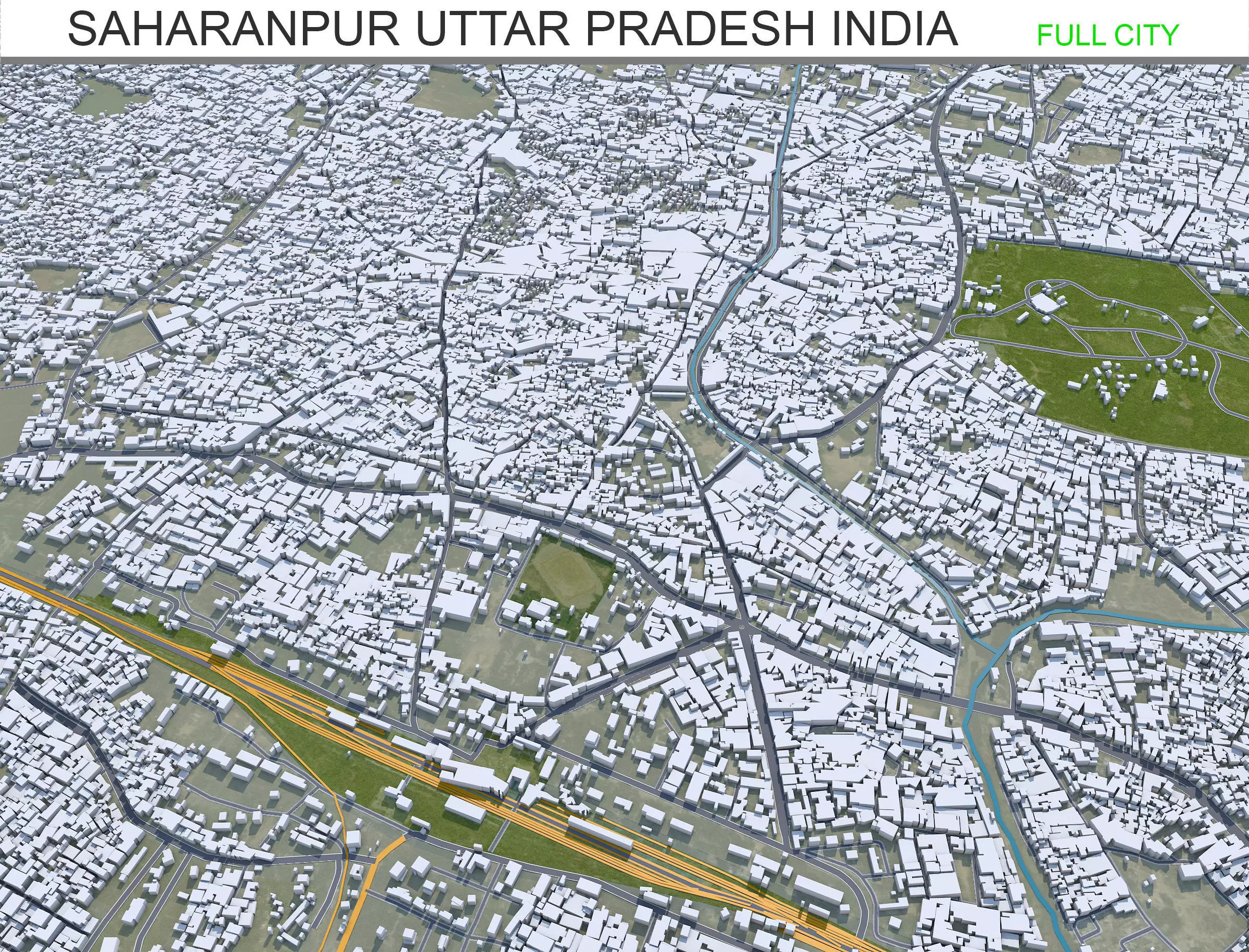 Saharanpur Uttar Pradesh India 30km Low-poly 3D model