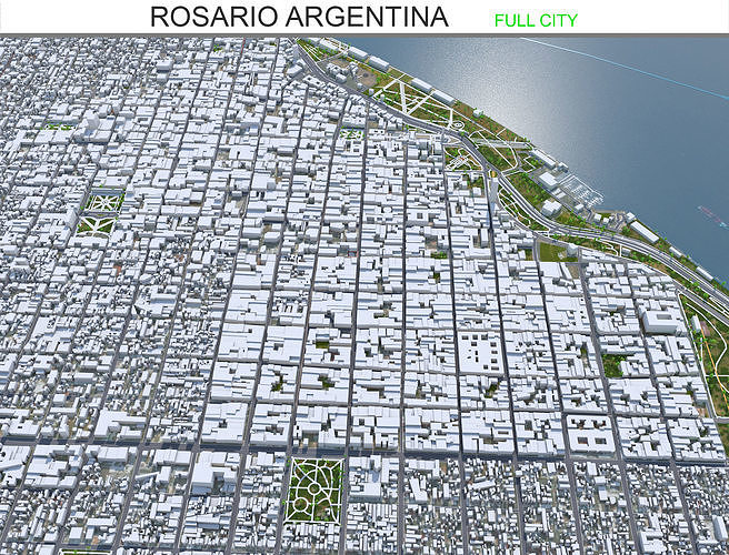 Rosario Argentina 25km Low-poly 3D model