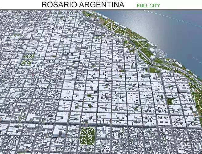 Rosario Argentina 25km Low-poly 3D model