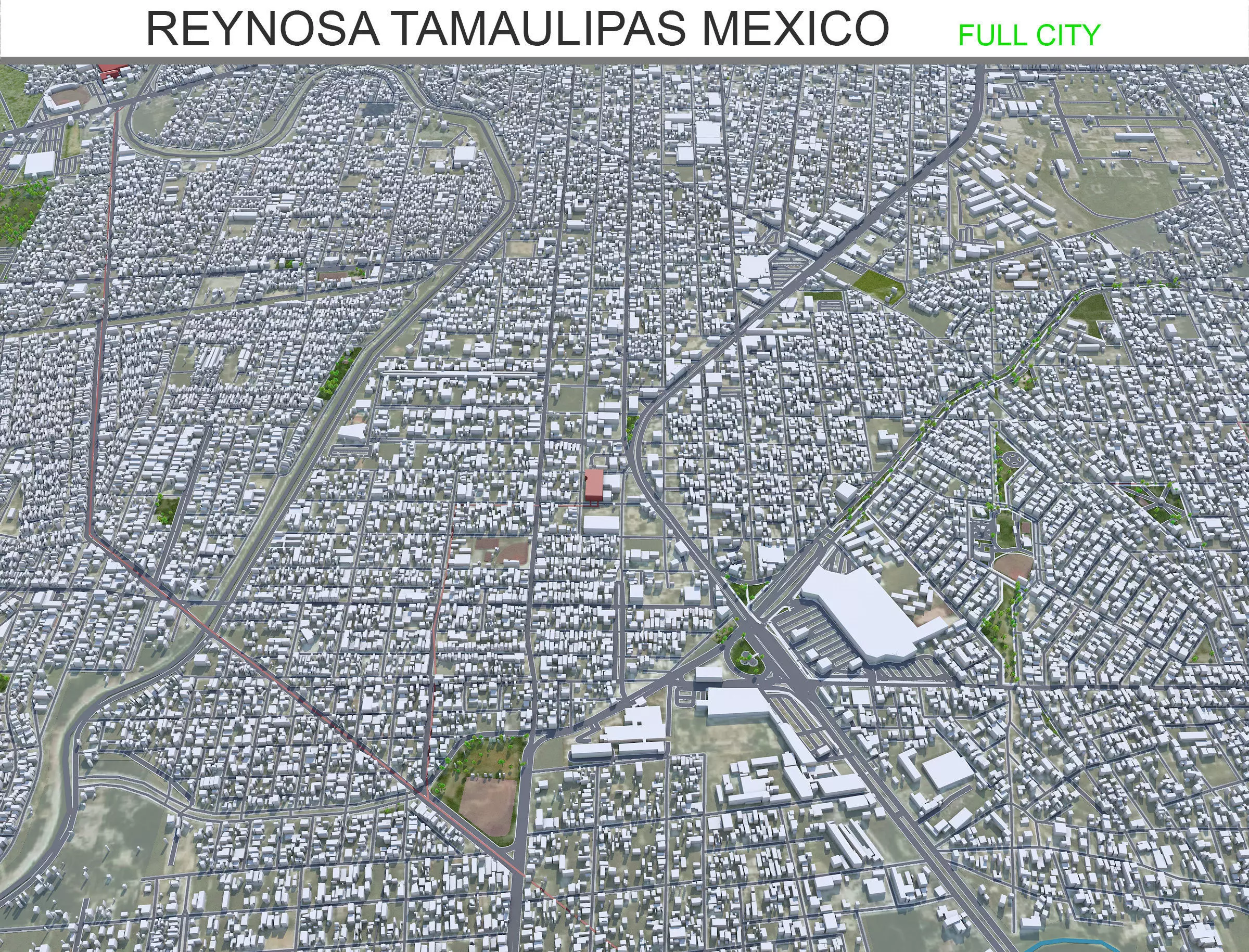 Reynosa Tamaulipas Mexico 30km Low-poly 3D model