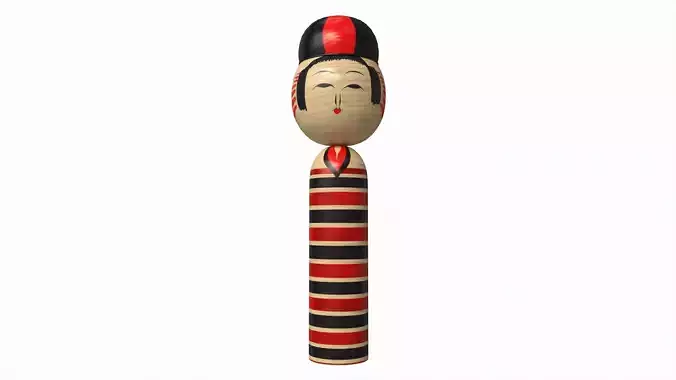 Japanese Vintage Kokeshi Doll 3D model
