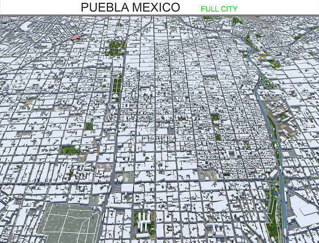 Puebla Mexico 40km Low-poly 3D model