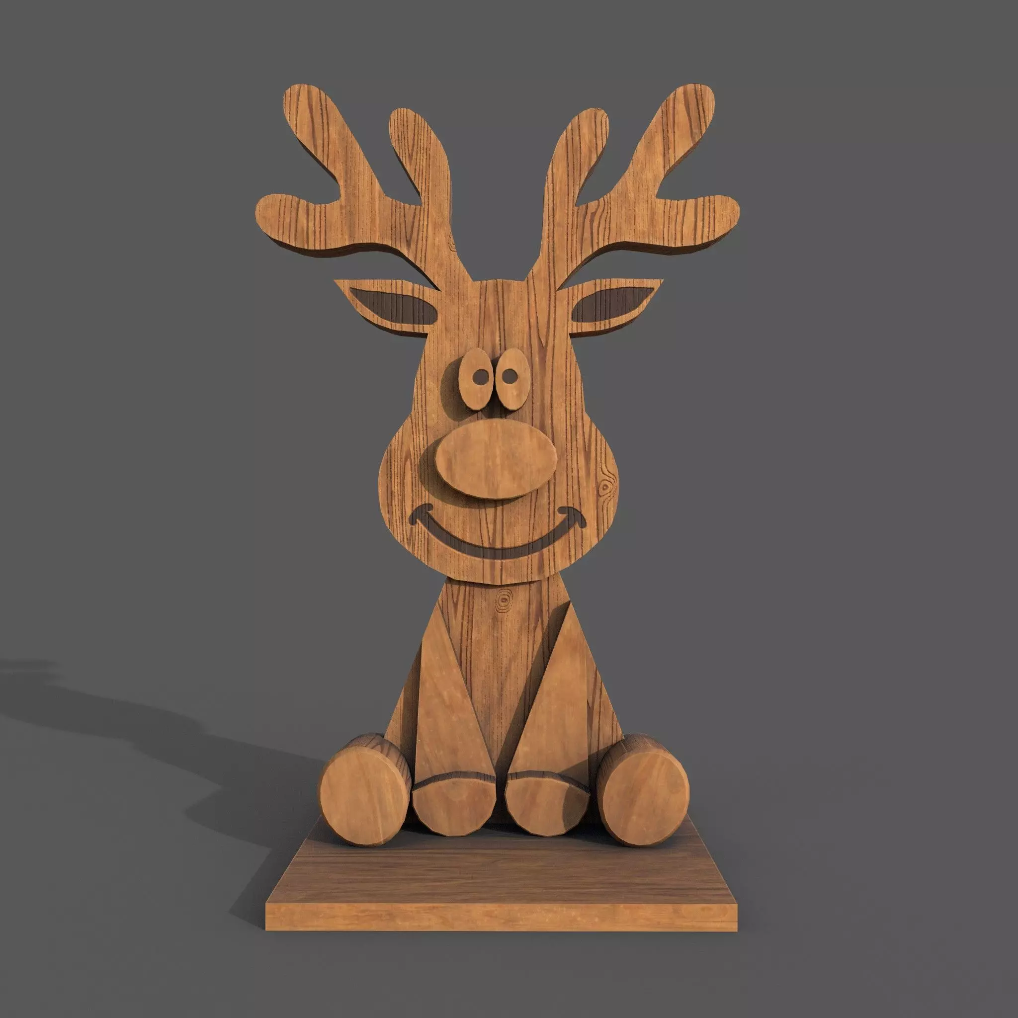 Christmas decor Wooden deer Low-poly 3D model