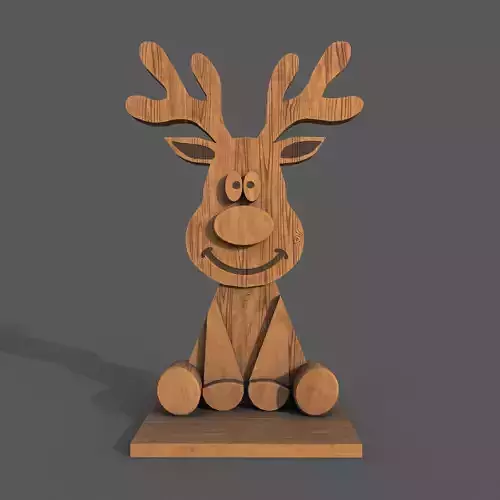 Christmas decor Wooden deer Low-poly 3D model