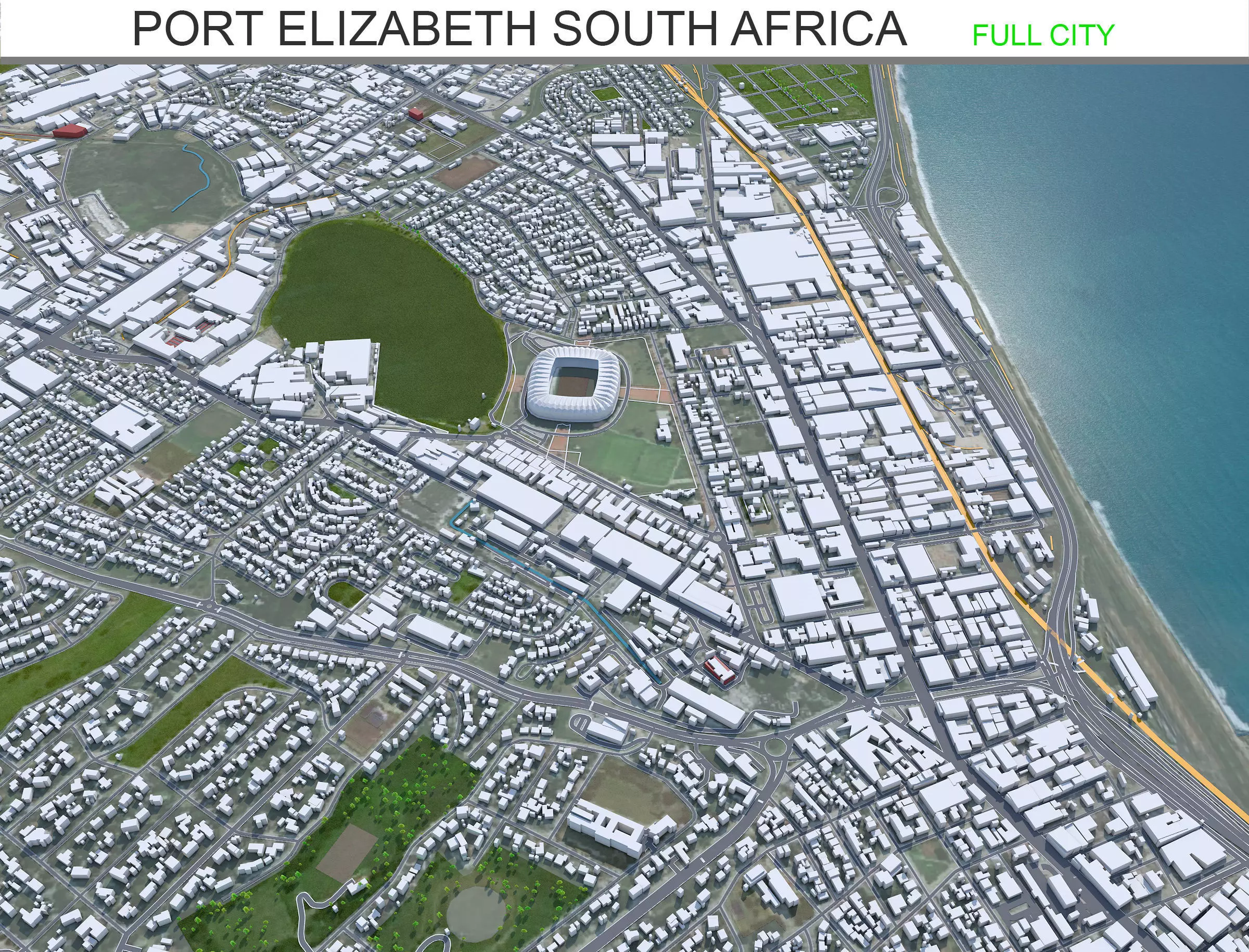 Port Elizabeth South Africa 40km Low-poly 3D model