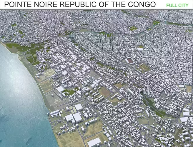 Pointe Noire Republic of the Congo 30km Low-poly 3D model