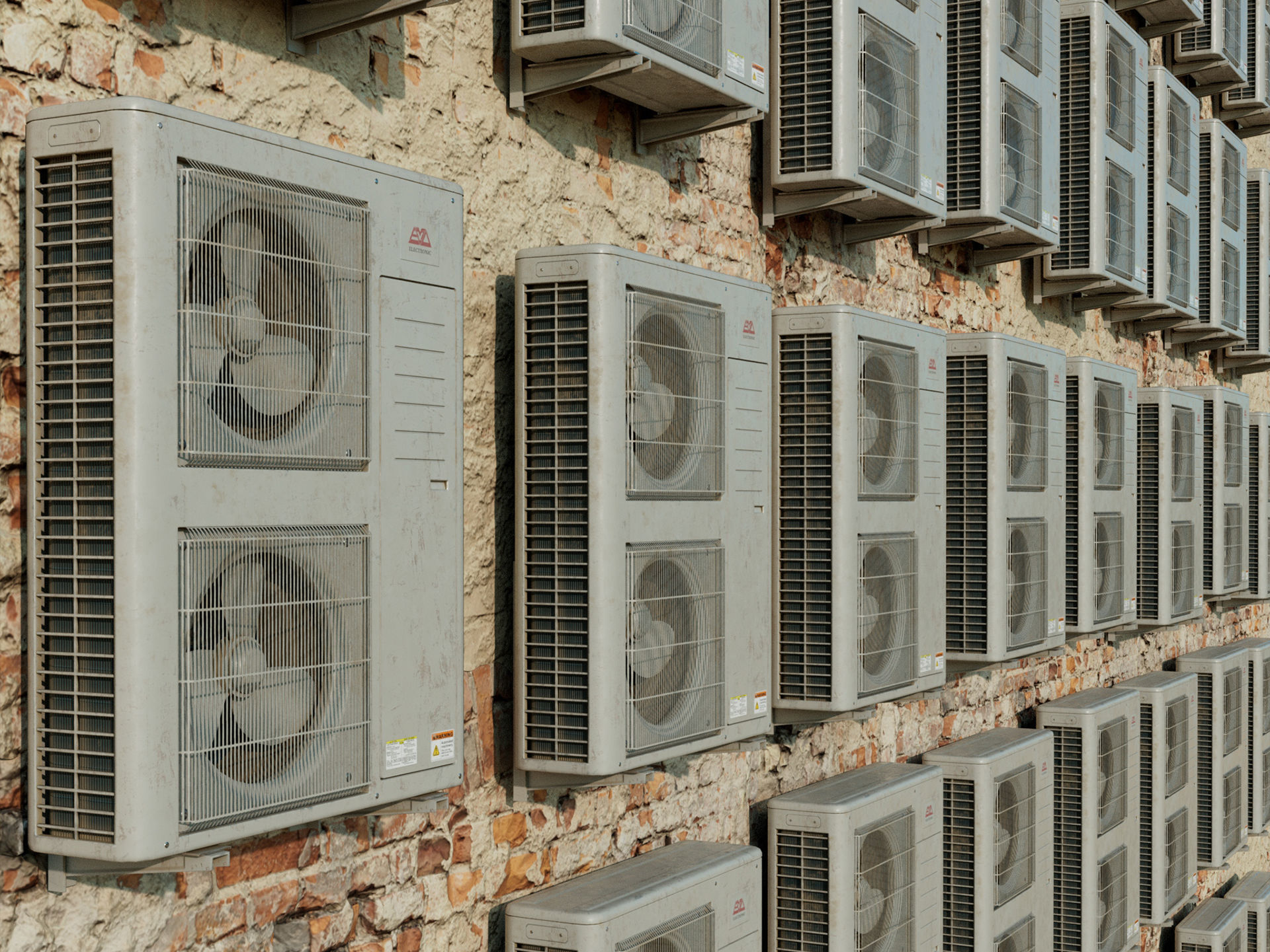 Aircon Outdoor Unit Doubel Fan Low-poly 3D model_9