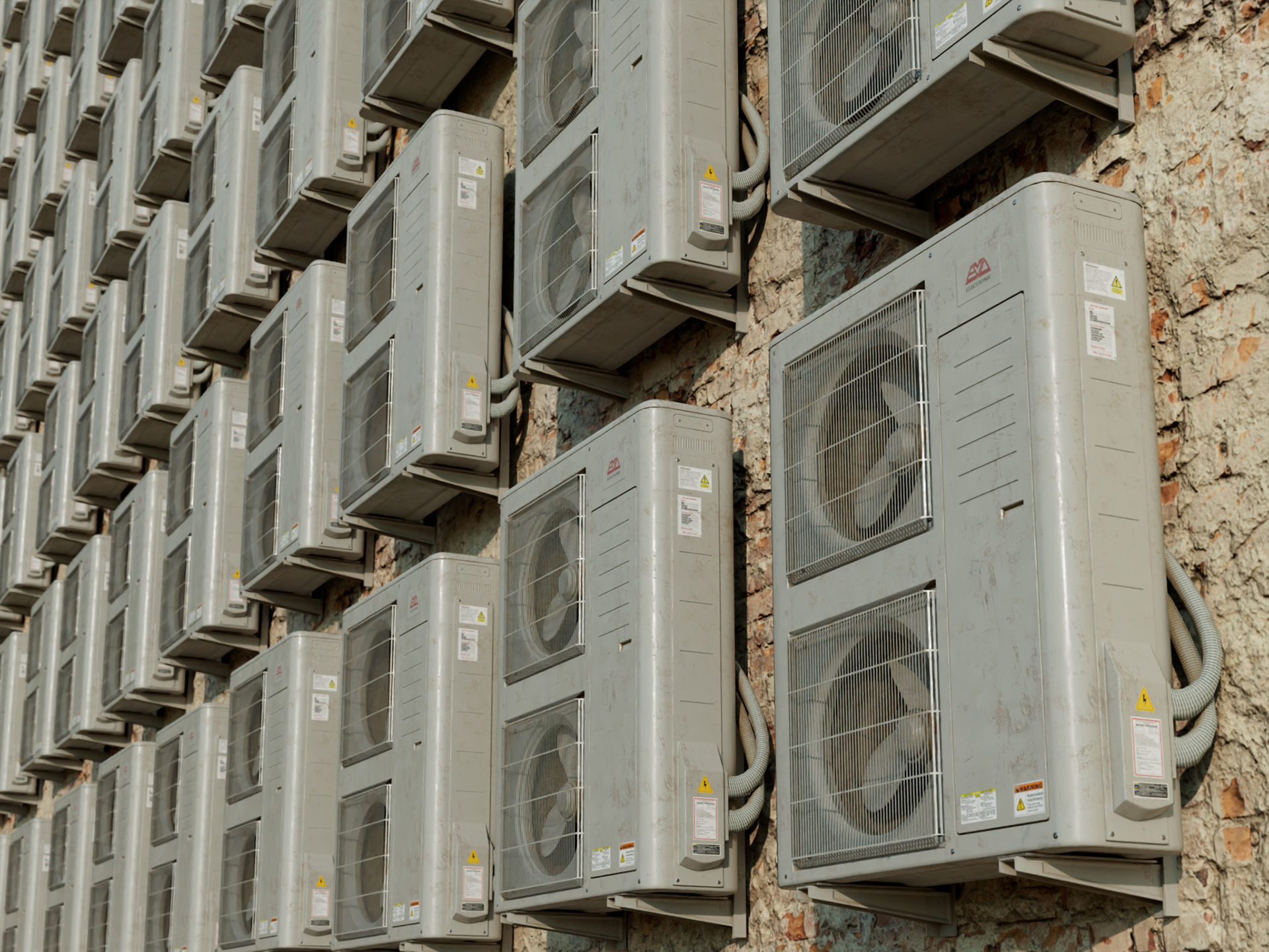 Aircon Outdoor Unit Doubel Fan Low-poly 3D model_10