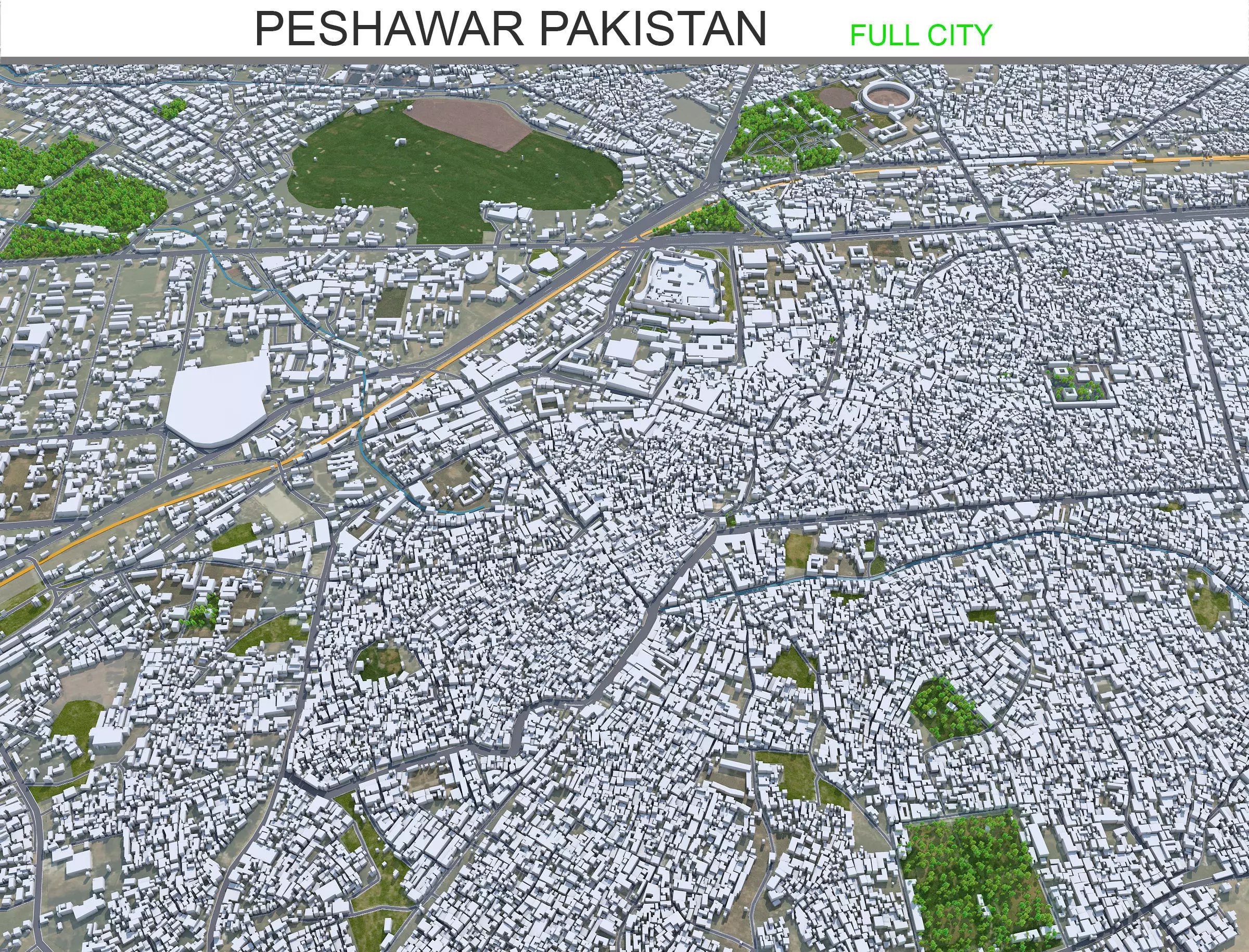 Peshawar Pakistan 30km Low-poly 3D model