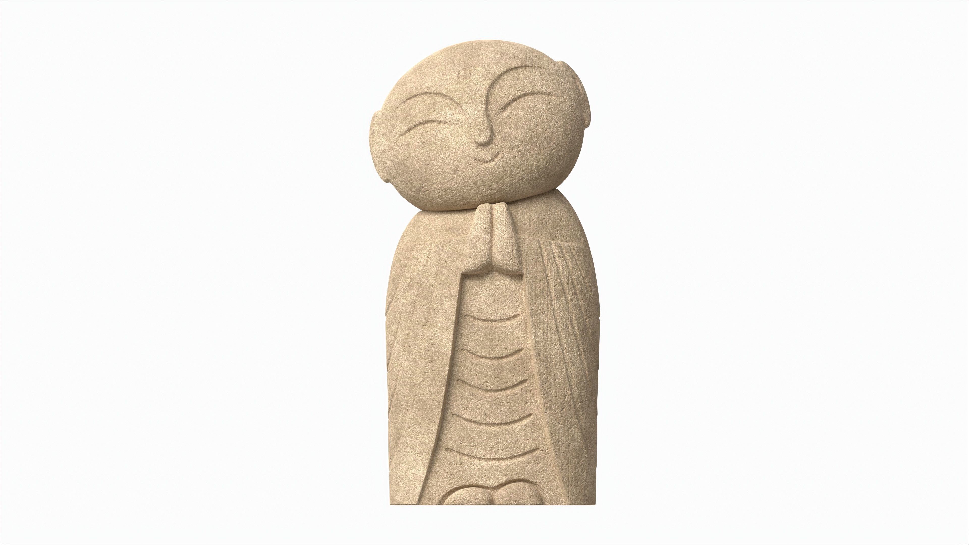 Japanese Jizo Figurine 3D model_4