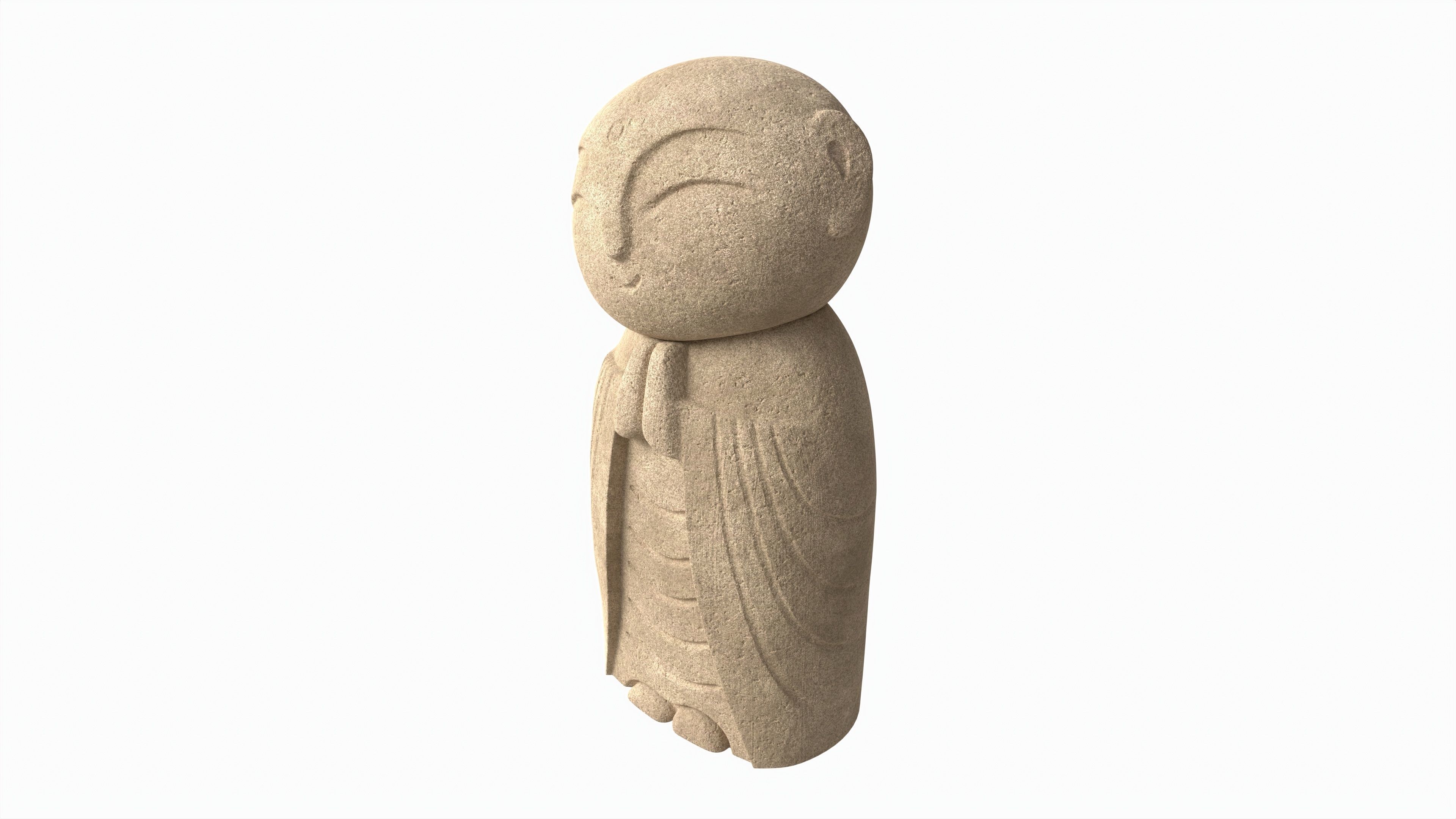 Japanese Jizo Figurine 3D model_1