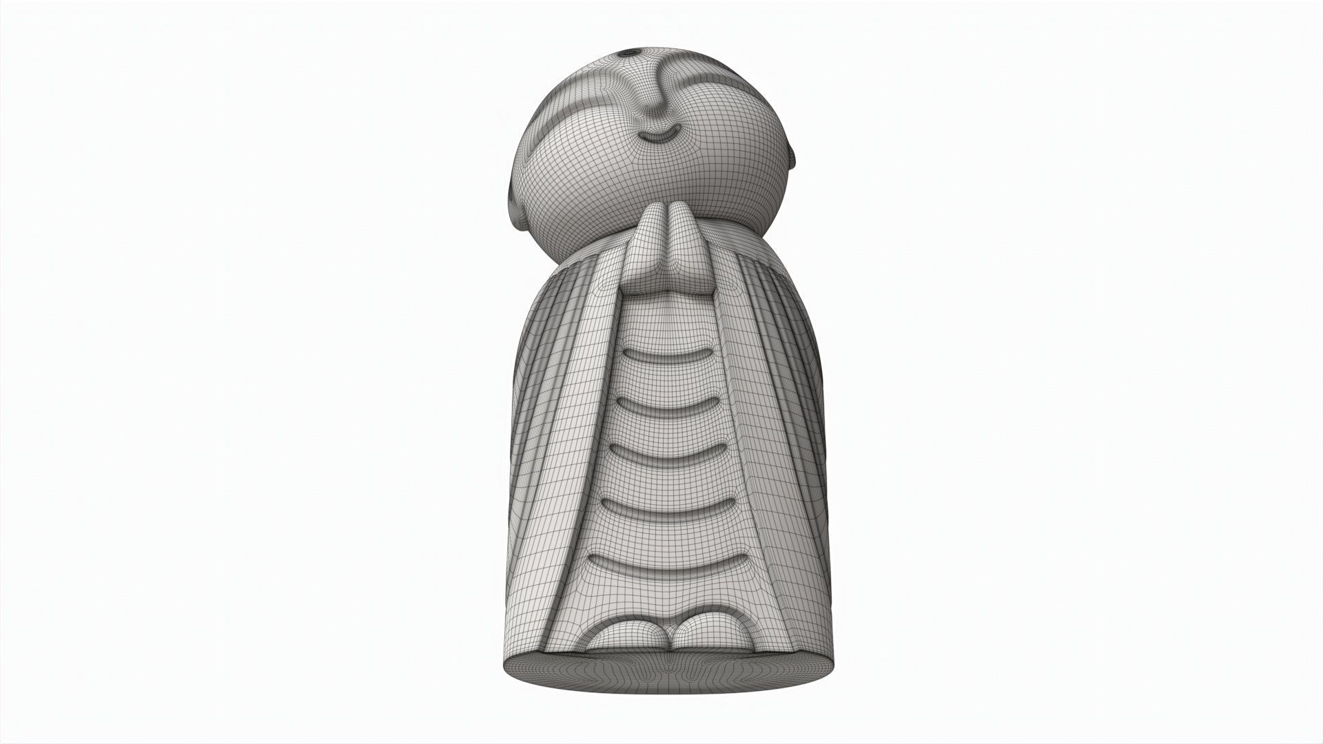 Japanese Jizo Figurine 3D model_6