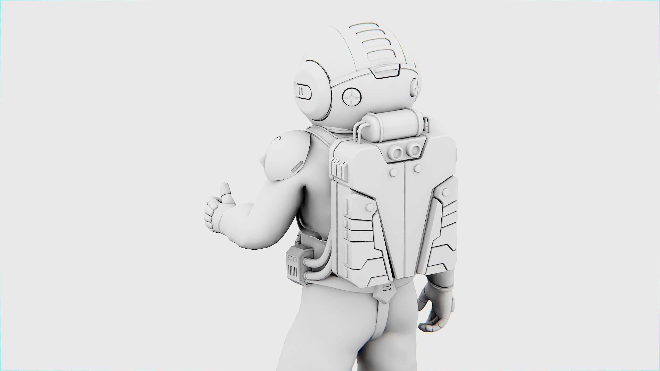 MARS COLONY ASTRONAUT V-2  RIGGED 3D model_31