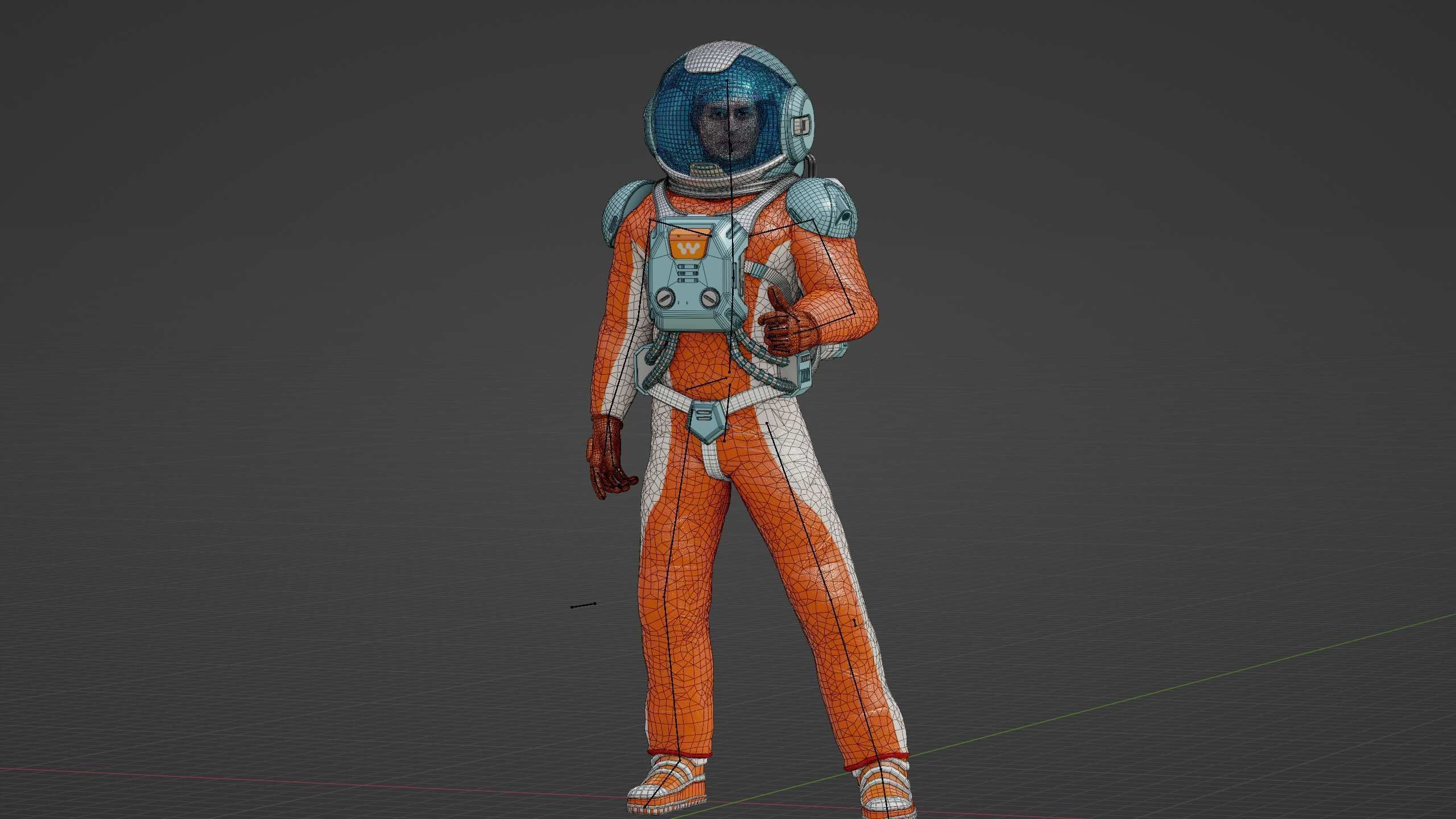 MARS COLONY ASTRONAUT V-2  RIGGED 3D model_35