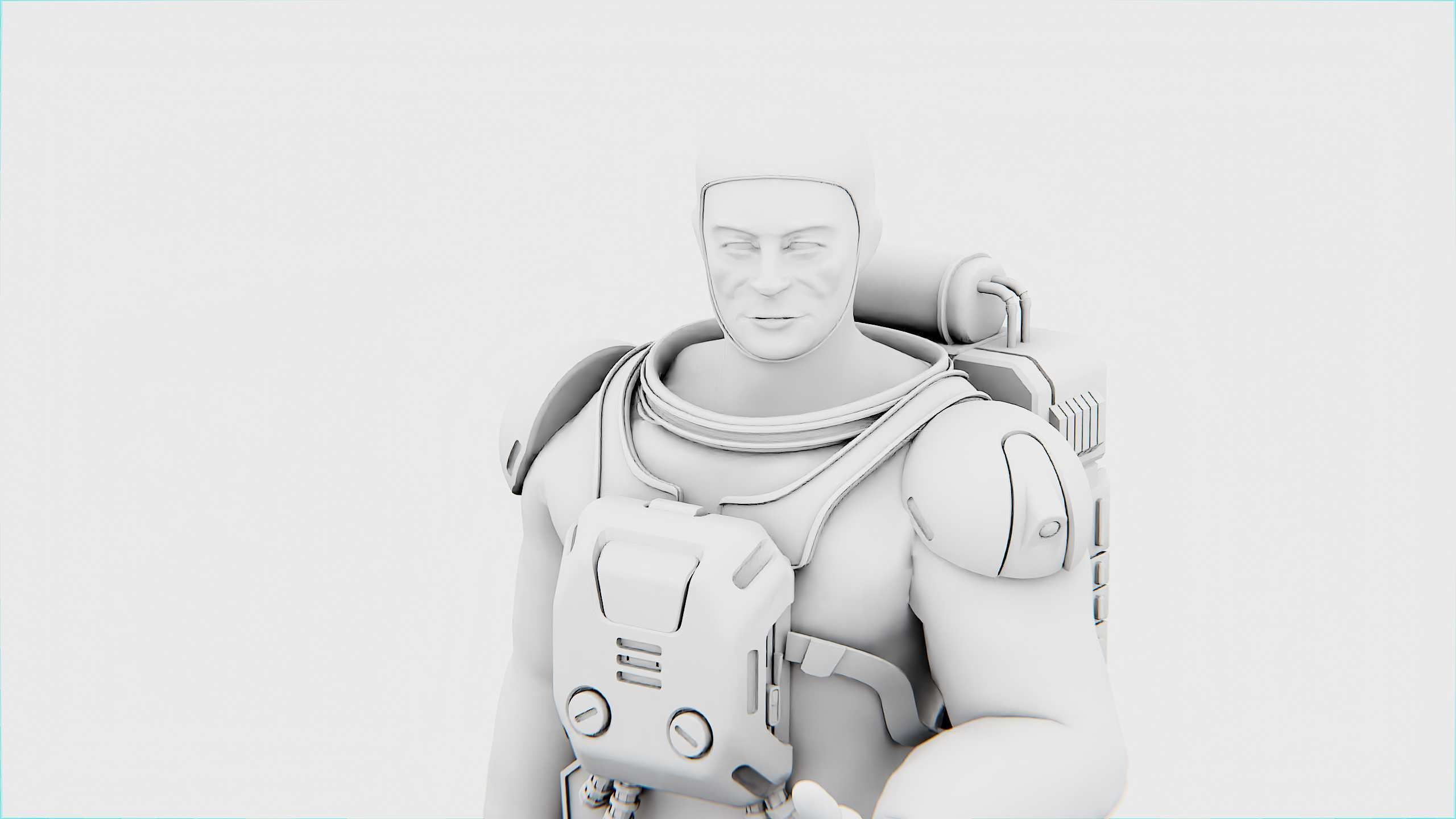 MARS COLONY ASTRONAUT V-2  RIGGED 3D model_34