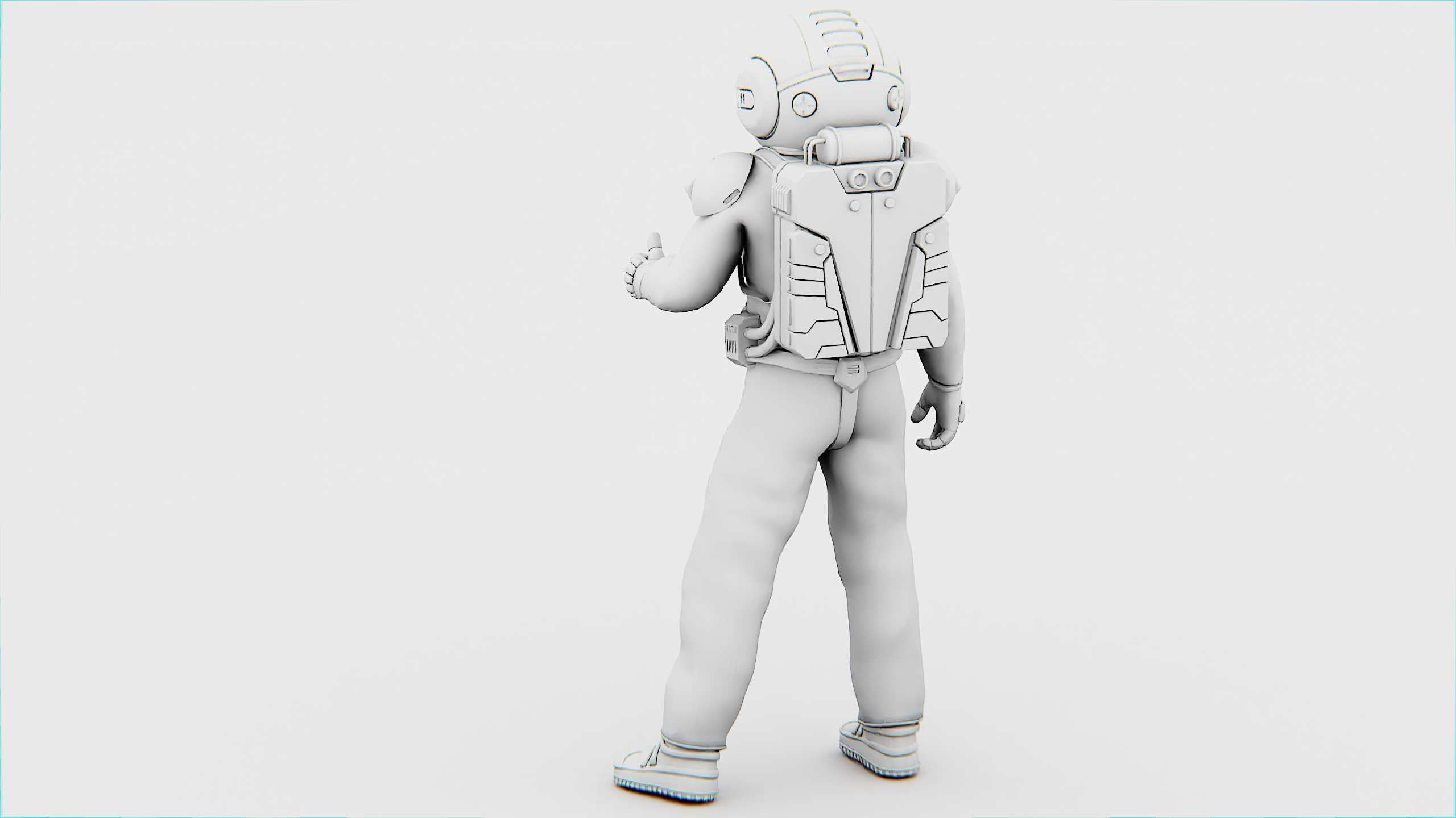 MARS COLONY ASTRONAUT V-2  RIGGED 3D model_33