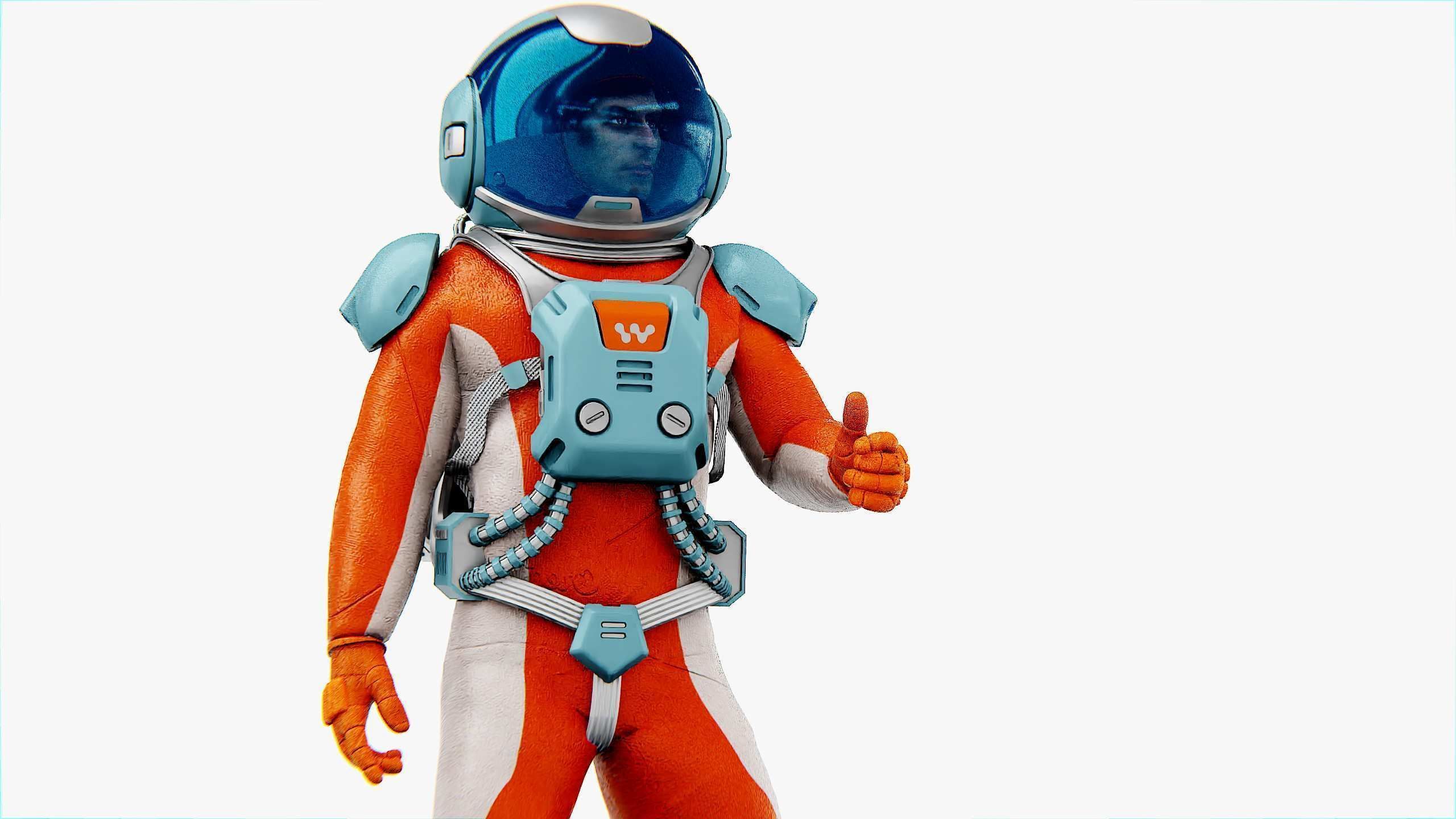 MARS COLONY ASTRONAUT V-2  RIGGED 3D model_9