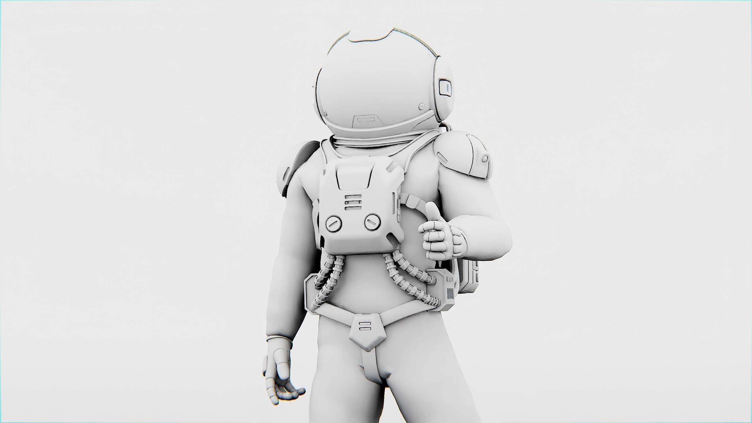 MARS COLONY ASTRONAUT V-2  RIGGED 3D model_30