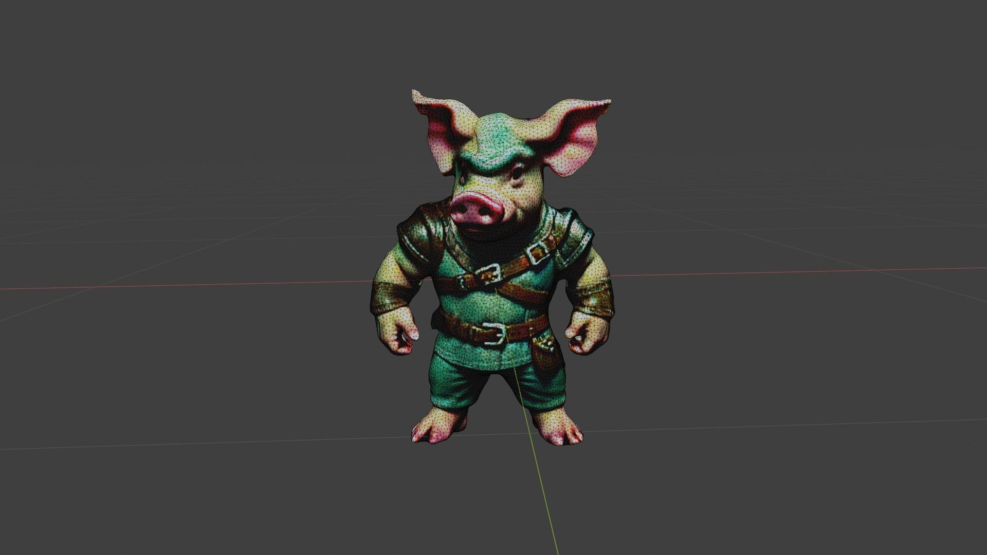 Pig Man Low-poly 3D model_6