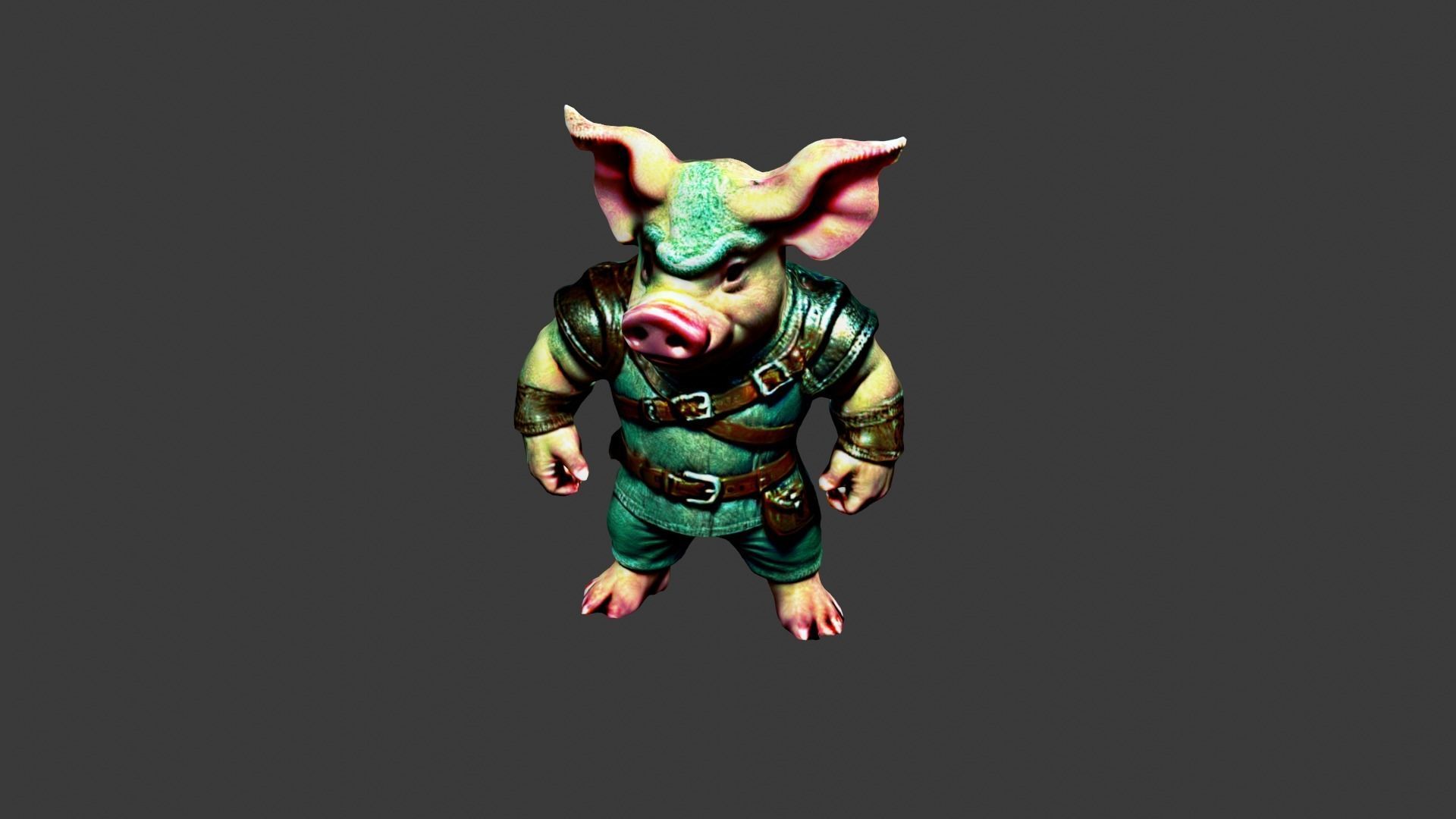Pig Man Low-poly 3D model_5