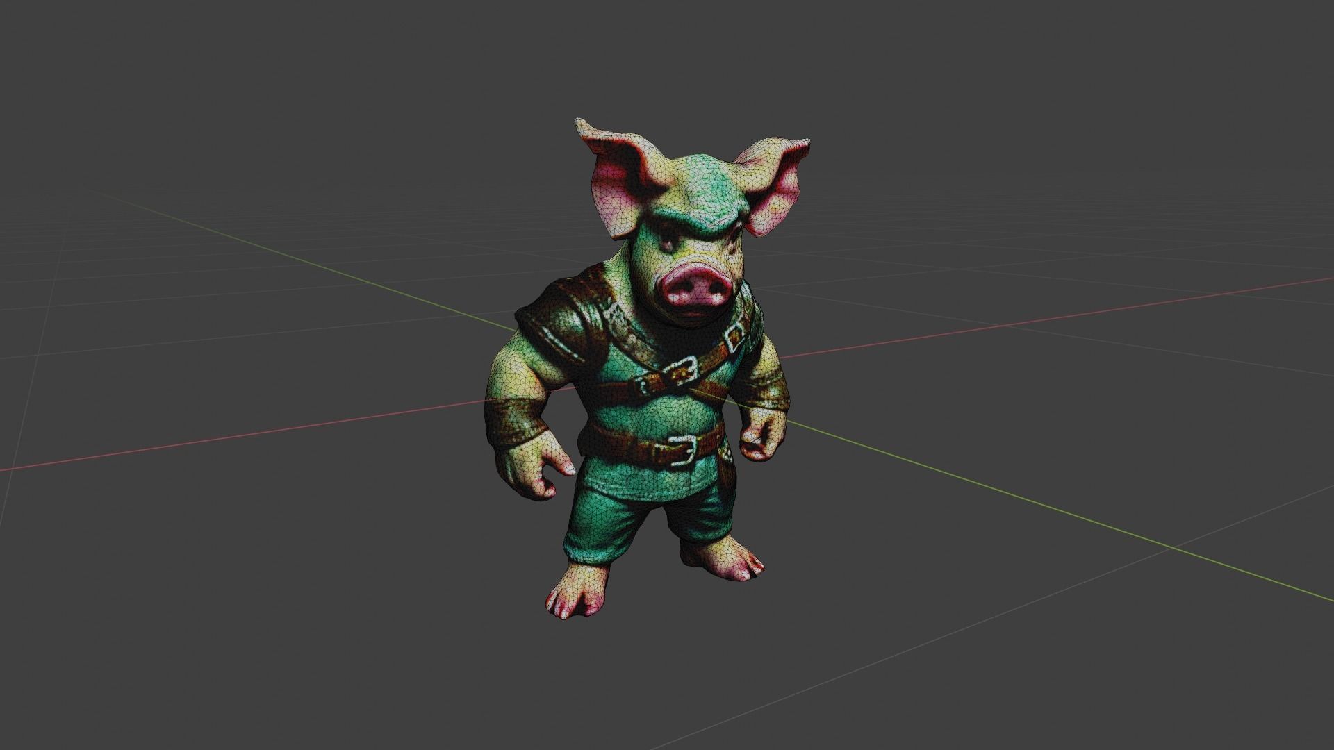 Pig Man Low-poly 3D model_7