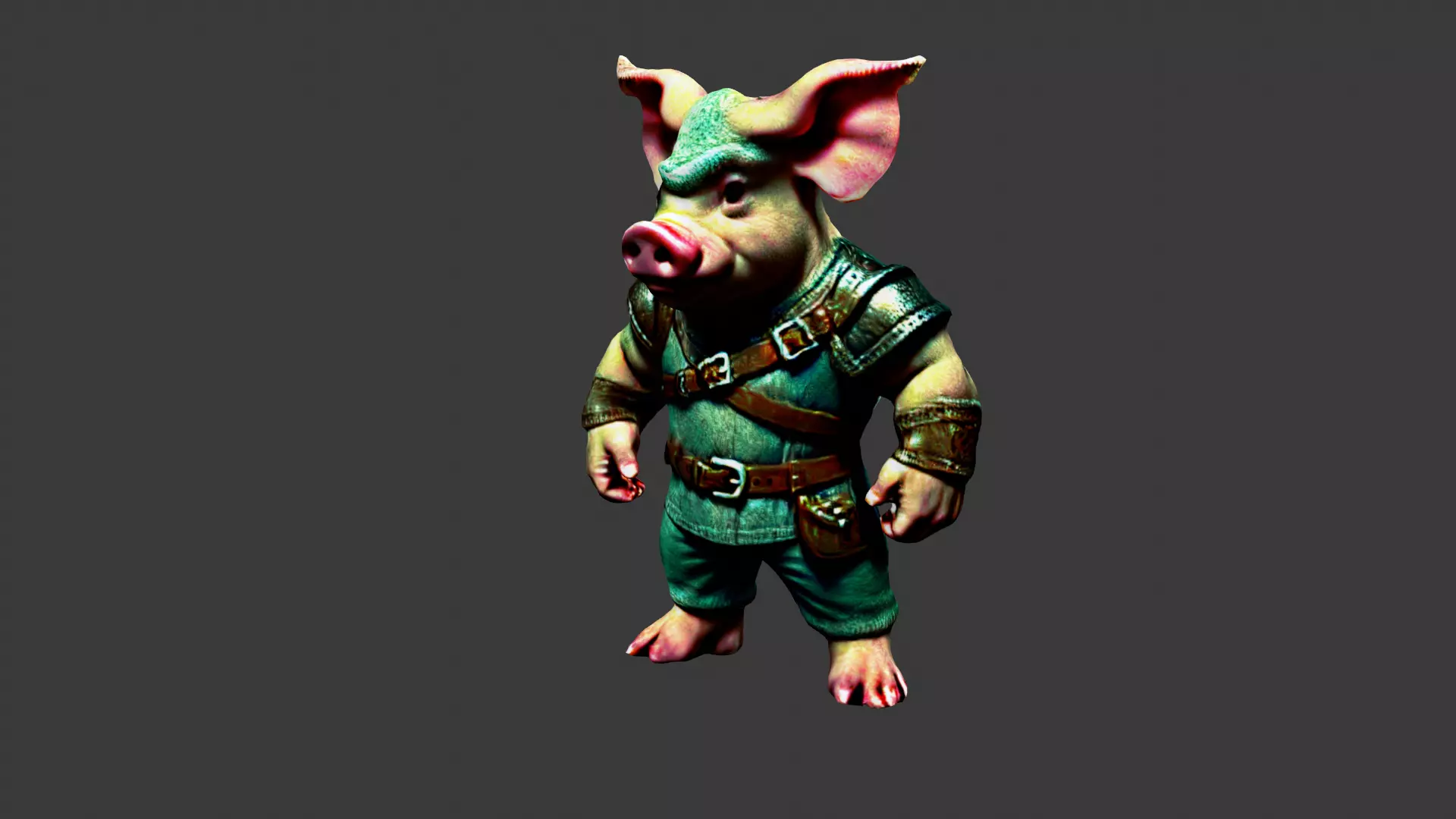 Pig Man Low-poly 3D model_0