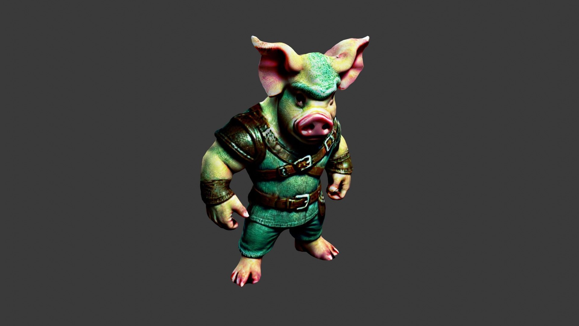 Pig Man Low-poly 3D model_2