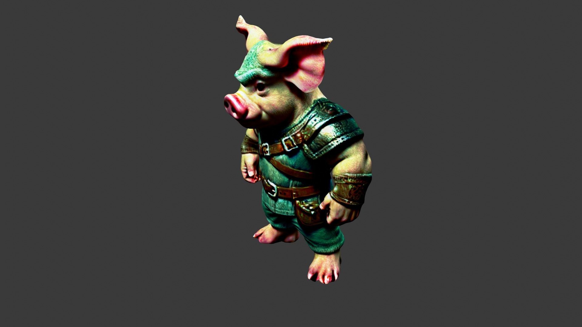 Pig Man Low-poly 3D model_3