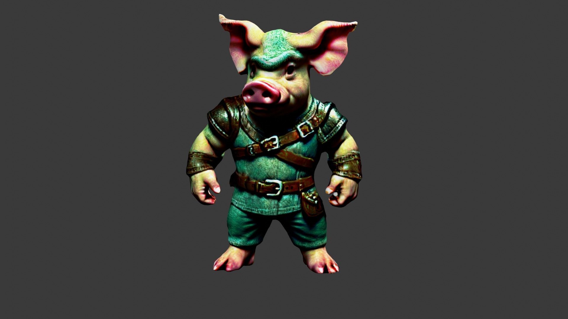 Pig Man Low-poly 3D model_1