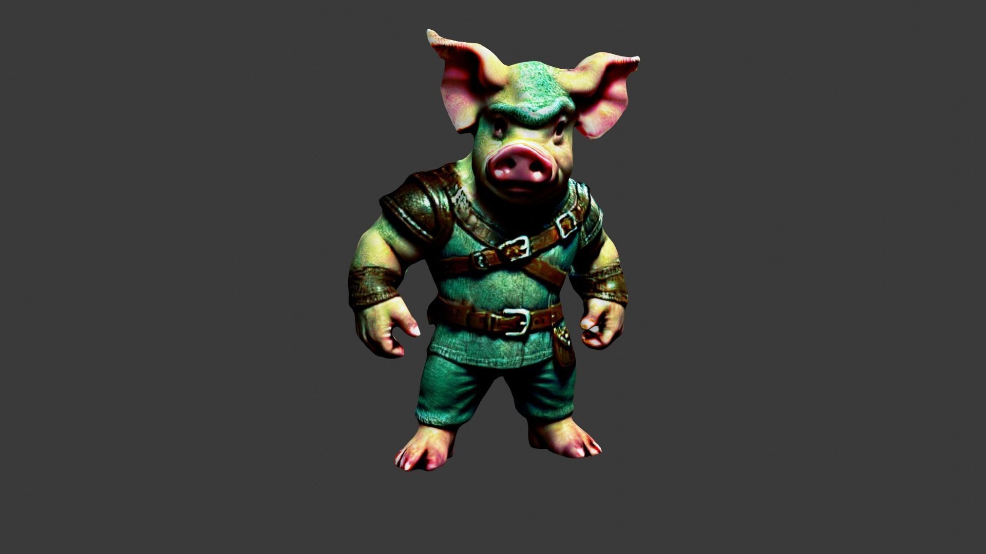 Pig Man Low-poly 3D model_4