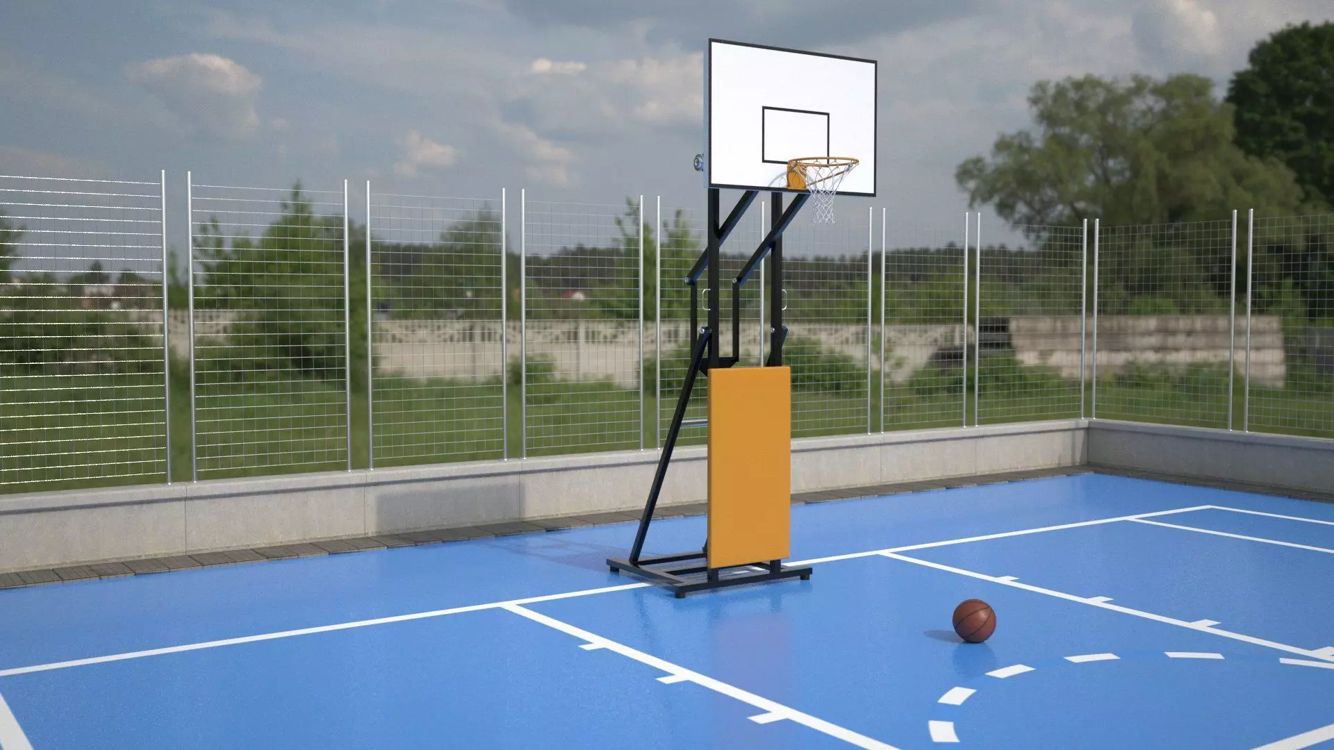Realistic 3D Model of Complete Basketball Court - 4K Texture 3D model