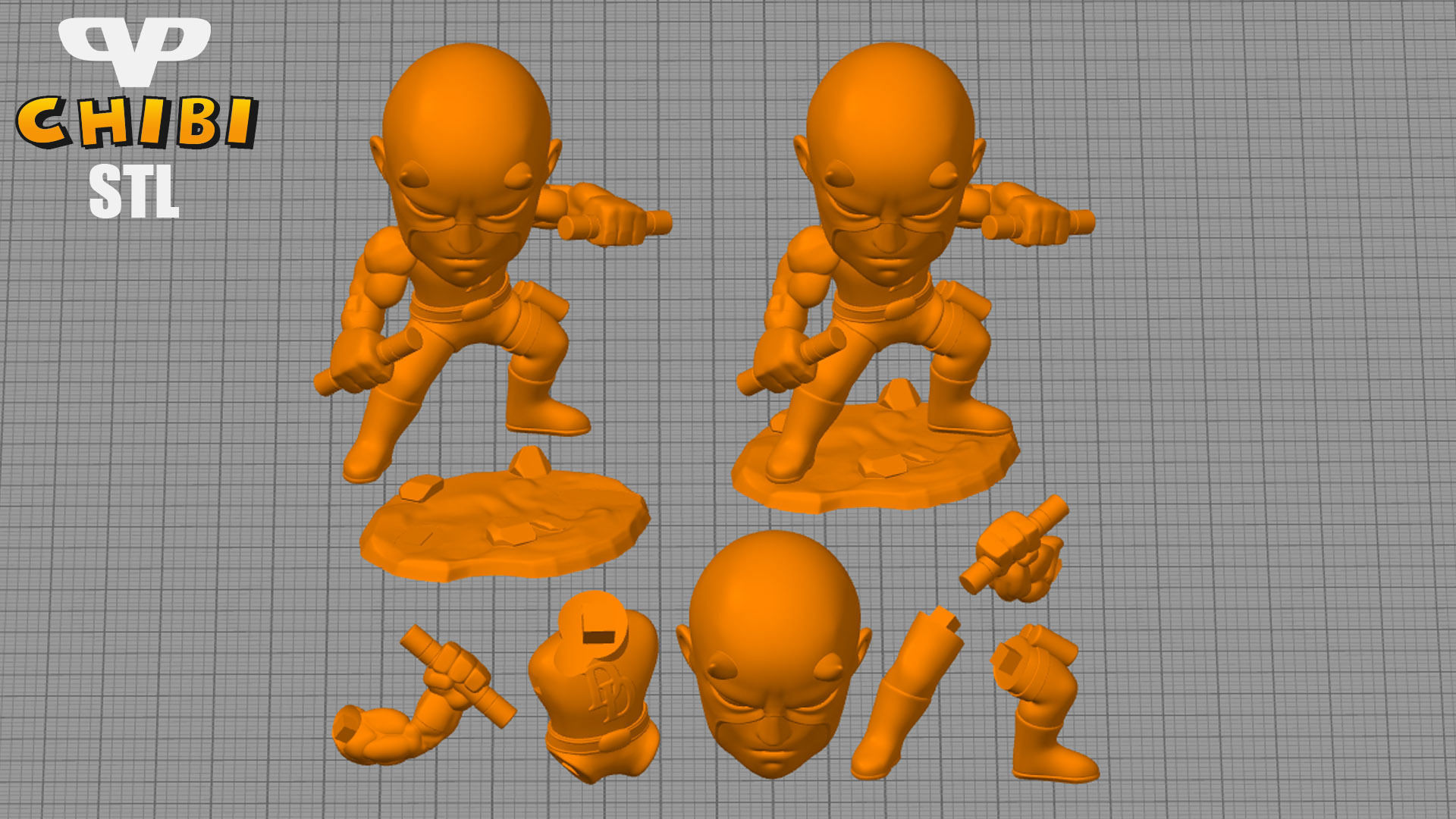 DareDevil Chibi STL for 3D Printing ChibiSTL 3DXM 3D print model_1