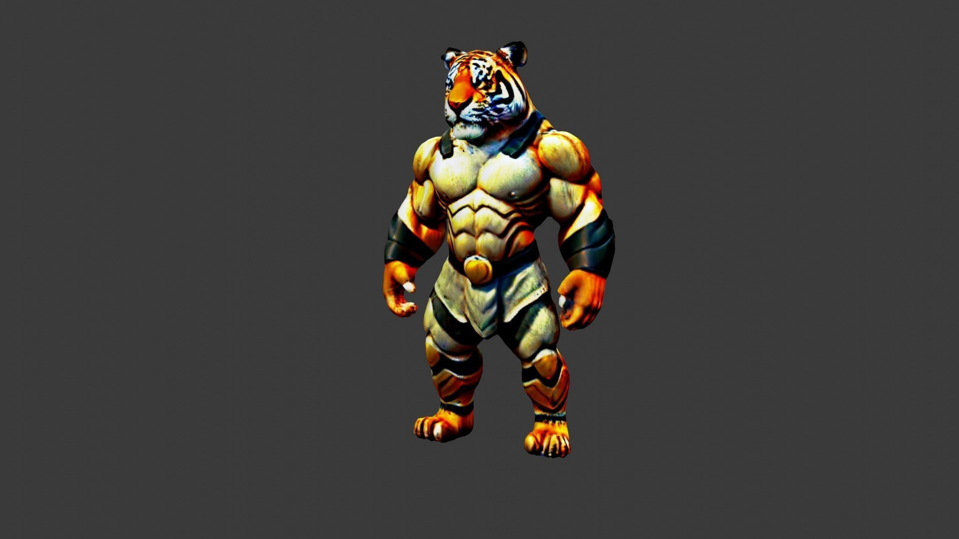 Tiger Man Low-poly 3D model_3