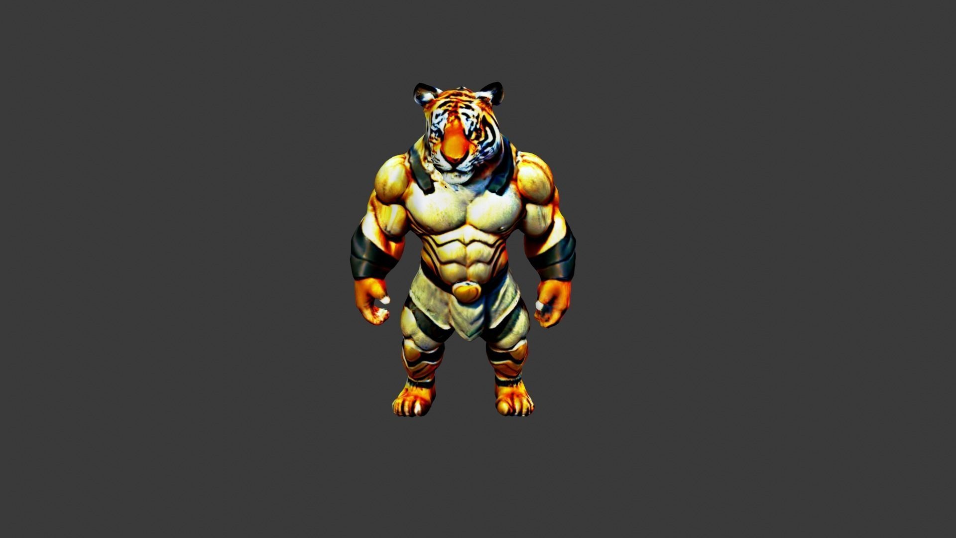Tiger Man Low-poly 3D model_5