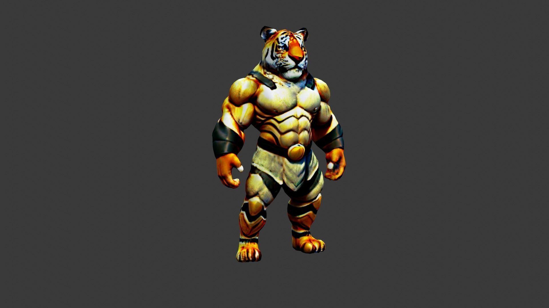Tiger Man Low-poly 3D model_4
