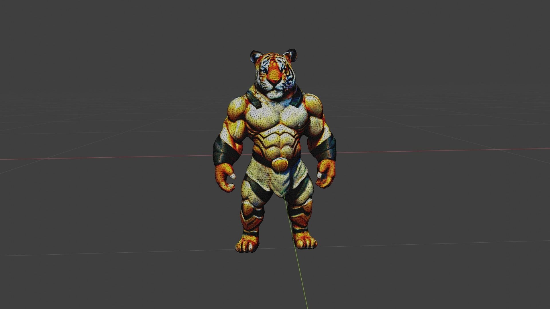 Tiger Man Low-poly 3D model_6