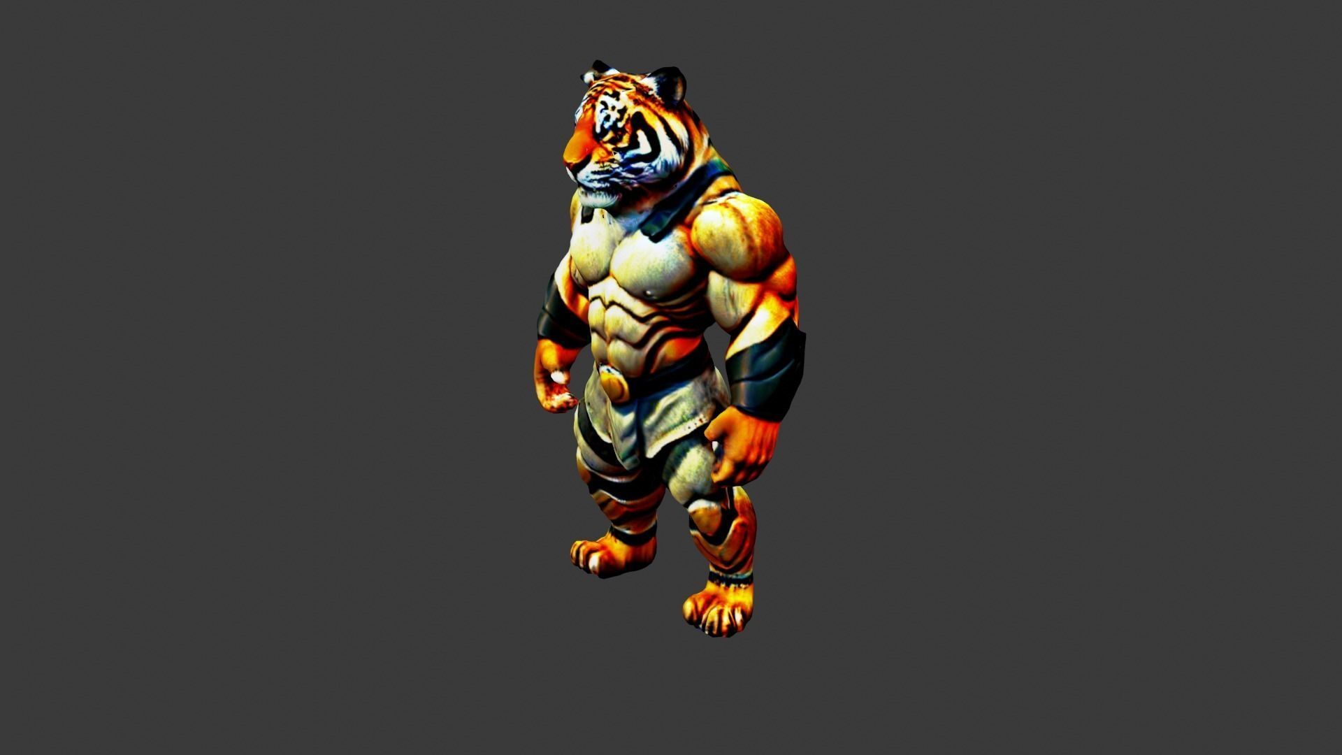 Tiger Man Low-poly 3D model_2