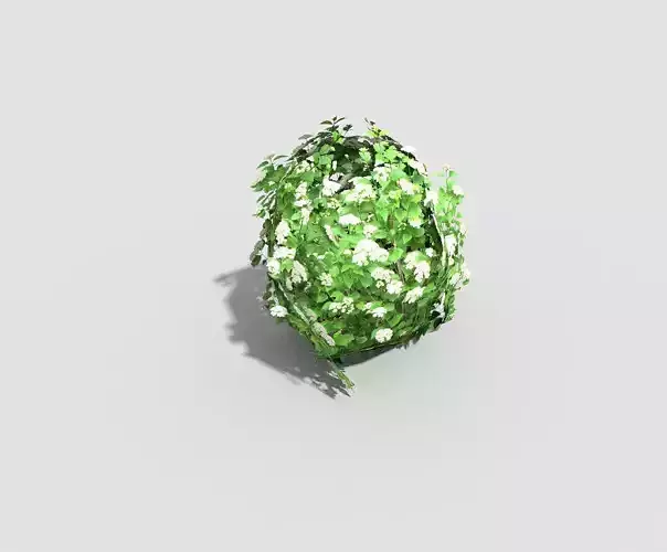 low poly shrub ball with flowers