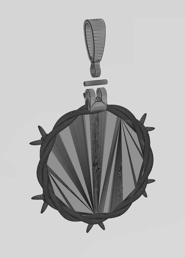 Barbwire playing cards symbols pendant with bail 3D print model_13