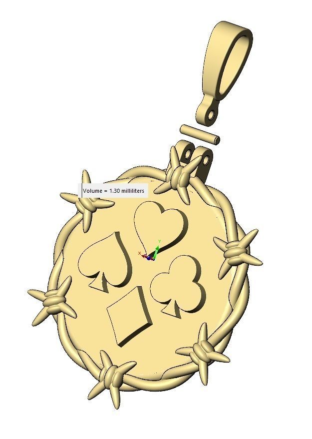 Barbwire playing cards symbols pendant with bail 3D print model_11