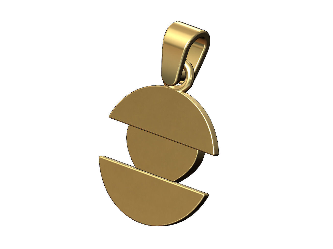 Heart playing card split round pendant with bail 3D print model_4